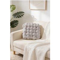 Living and Home Plush Woven Cube Cushion for Sofa & Bedroom in Light Grey