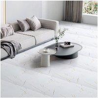 Living and Home 10Pcs 30x30cm Peel and Stick White Gold Marble Effect PVC Flooring Tiles | Size: 30x30 cm