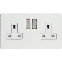 Varilight XDQ5WS 13A Socket Premium White Steel 2-Gang, 86x147x32mm
