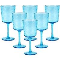Bayside Set of 6 Lulworth Acrylic Hammered Wine Glass 360ml - Blue