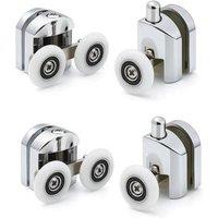 SPETLEK Pack of 4 Shower Screen Door ROLLERS Runners Wheels in Silver | Size: 100 cm