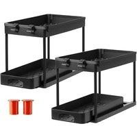 Toque Under Sink Storage Kitchen Sliding Drawer Pull Out Organiser 2 Pack in Black