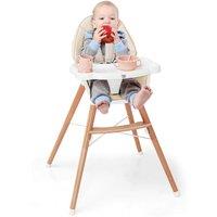 Costway Wooden Toddler Dining Chair Highchair With 5 Point Harness in Beige