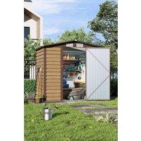 Garden Sanctuary Lockable Galvanized Metal Tawny Outdoor Storage Shed in Tan