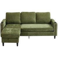 Garden Sanctuary Polyester Upholstered L-Shaped 3-Seater Sectional Sofa with Footstool in Green