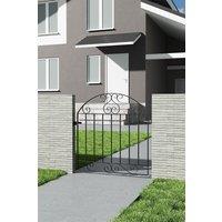 Garden Sanctuary Modern Metal Arched Swing Gate Garden Fence Gate, 85cm W x 90cm H in Black | Size: 85 cm W x 90 cm H