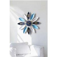 Living and Home 55cm Dia Tri-colour Roman Numeral Flower Shape Decorative Wall Clock