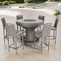 Furnishings For Less UK Grey Rattan Garden Bar Set with Ice Bucket Table 6 Seater