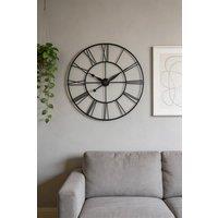 ExtraStar Large Vintage Metal Wall Clock with Roman Numerals in Grey