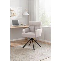 Living and Home Modern Upholstered Swivel Armchair with Black Legs in Beige