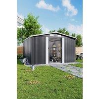 H&O Direct Outdoor Metal Apex Garden Storage Shed in Black