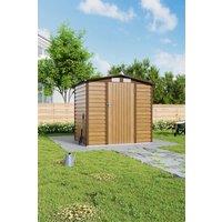 H&O Direct Tawny Galvanized Steel Outdoor Garden Storage Shed in Tan