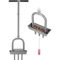 Walensee Heavy-Duty Lawn Coring Aerator with Integrated Soil Storage Tray in Grey