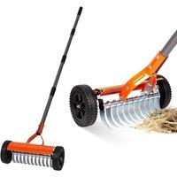 Walensee Adjustable Dethatcher Rake Stainless Steel Blades 76.8 Inch Handle in Orange