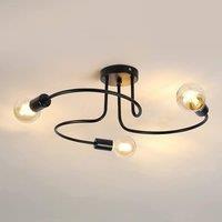 Pheashine Modern Black Ceiling Light E27 Three Lamp Holders With Light Bulb