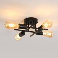 Pheashine Sleek Black Ceiling Light 32cm Flush Mount With Bulb