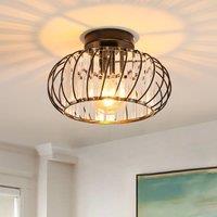 Pheashine Modern Crystal Pendant Light E27 28CM With Light Bulb in Black