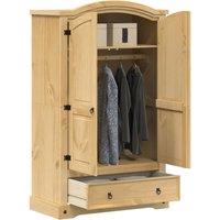 Berkfield Home Wardrobe Corona 101x52x170 cm Solid Wood Pine in Brown | Size: 101 x 52 x 170 cm