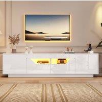STILVORA TV Stand 180 cm with LED & Storage in White