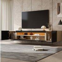 STILVORA Wall-Mounted TV Stand with LED Lights & USB in Natural