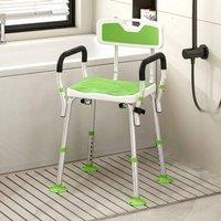 STILVORA Height Adjustable Shower Chair with Back & Arms in Green