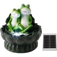 Gardenwize Solar Two Frogs on a Lily Pad Water Feature Garden in Green
