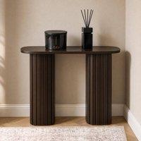 OHS Madison Console Table Ribbed Engineered Wood Entryway Display Desk in Chocolate