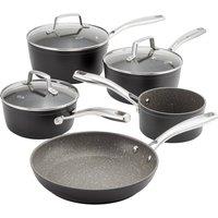 Stellar Rocktanium, 5 Piece Saucepan Set, Non-Stick in Metallic Silver