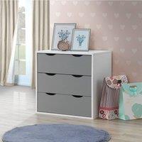 Timber Art Design Alton 3 Drawer Bedroom Cabinet Bedside Chest Of Drawers in White