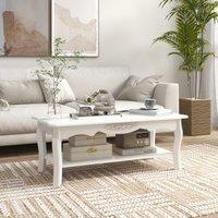 HOMCOM Wooden Coffee Tea Table Modern White Shelf Storage Living Room Home Furniture