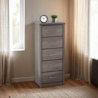 Seconique Lisbon 5 Drawer Narrow Chest in Charcoal