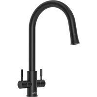 Appaso Black Kitchen Tap Dual Lever, 2 Handles Monobloc Kitchen Mixer Taps