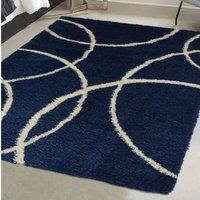 THE RUGS Snug Collection Shaggy Rugs Bubbles Design | I110A in Navy | Size: 160 cm x 230 cm
