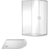 Balterley Ruwa Offset RH Quadrant: Door, Panel, Tray, 1000 x 800 mm Chrome/White in Silver