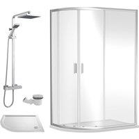Balterley Offset Left Quadrant Tray Square Shower Waste 1000x 800mm in White