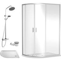 Balterley Offset Left Quadrant Tray Round Shower Waste White Chrome 1000x 800mm
