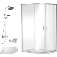 Balterley Offset Right Quadrant Tray Round Shower Waste 1000x 800mm in White