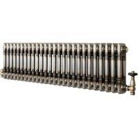 Monstershop Traditional 2 Column Radiator & Valves - 300mm x 1190mm - Raw Metal in Silver
