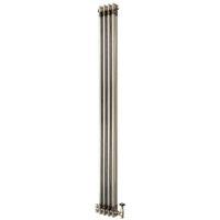 Monstershop Traditional 2 Column Radiator & Valves - 1800 x 200mm - Raw Metal in Silver