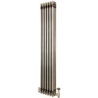 Monstershop Traditional 3 Column Radiator & Valves - 1500mm x 290mm - Raw Metal in Silver