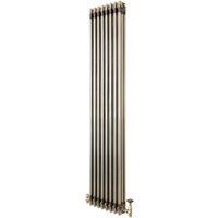 Monstershop Traditional 3 Column Radiator & Valves - 1800mm x 380mm - Raw Metal in Silver