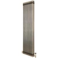 Monstershop Traditional 3 Column Radiator & Valves - 1800 x 470mm - Raw Metal in Silver