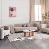Wyld and Coco Taupe Velvet 5-Seater Sofa and Matching Armchair Set in Beige