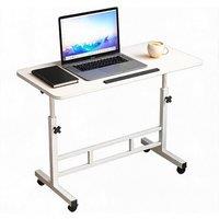 London Boutique Height Adjustable Standing Desk 80x40cm Rolling Laptop Table w/Tilting in White | Size: 80x40 cm
