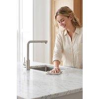 JANLEMNY Kitchen Mixer Tap, 360 Swivel Stainless Steel Faucet, Brushed in Silver | Size: 1000mm x 400mm