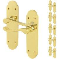 AFIT Brass Door Handles Latch, 6 Pairs Polished Brass Backplate Handles in Gold | Size: 150mm x 150mm