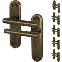 AFIT T-Bar Antique Brass Internal Latch Backplate Handles x6 Pair in Bronze | Size: 150mm x 150mm