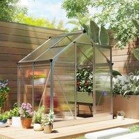 OUTSUNNY 6x4ft Walk-In Polycarbonate Greenhouse Plant Grow Galvanied Aluminium in Silver