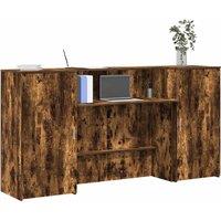 Berkfield Home Reception Desk Smoked Oak 200x50x103.5 cm Engineered Wood in Brown