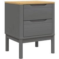 Berkfield Home Bedside Cabinet FLORO Grey 45x39x57 cm Solid Wood Pine | Size: 45 x 39 x 57 cm